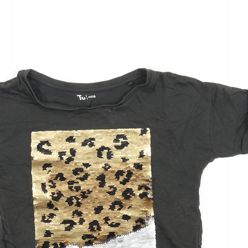TU Girls Black   Basic T-Shirt Size 6 Years