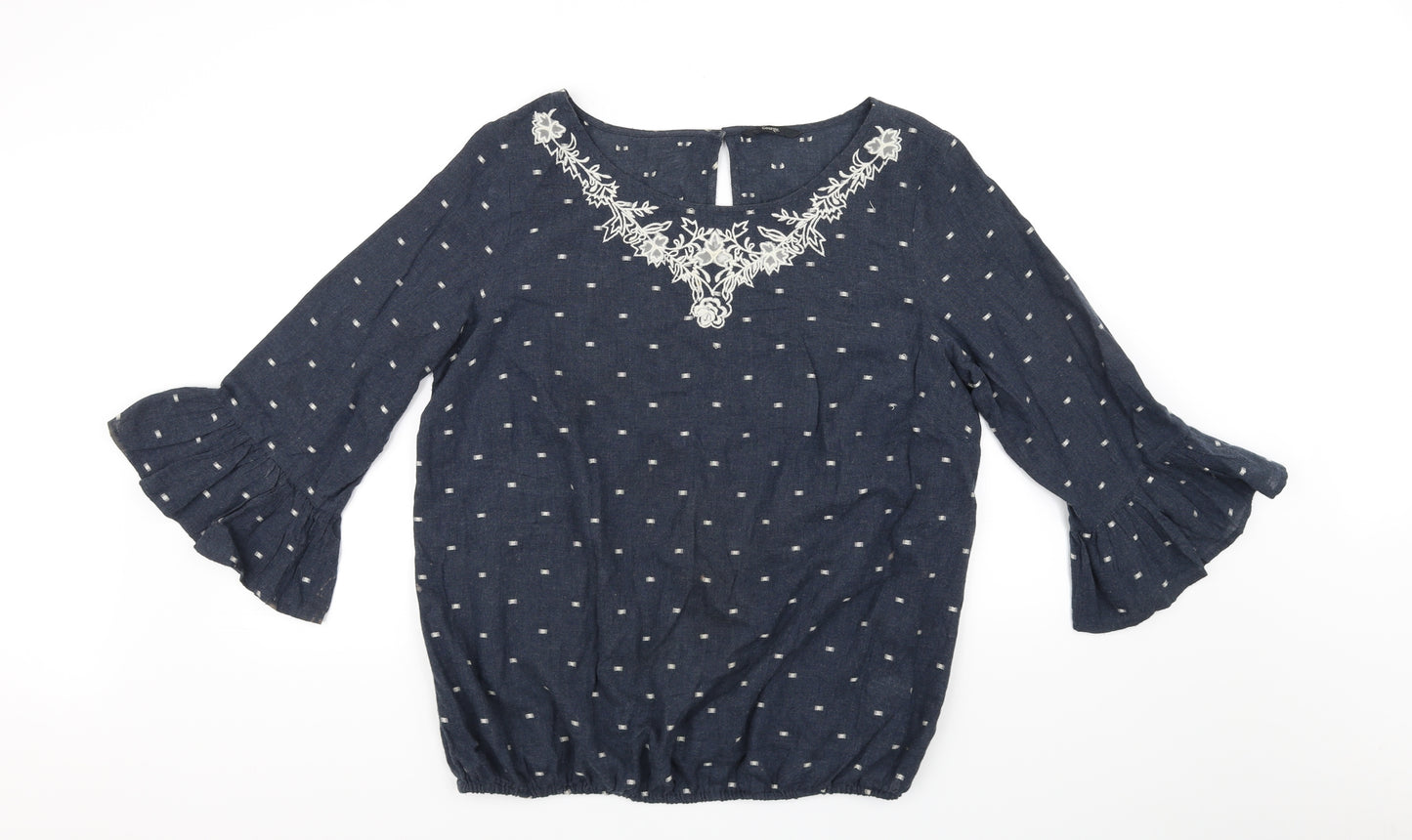 geroege Womens Blue Polka Dot  Basic Blouse Size 16