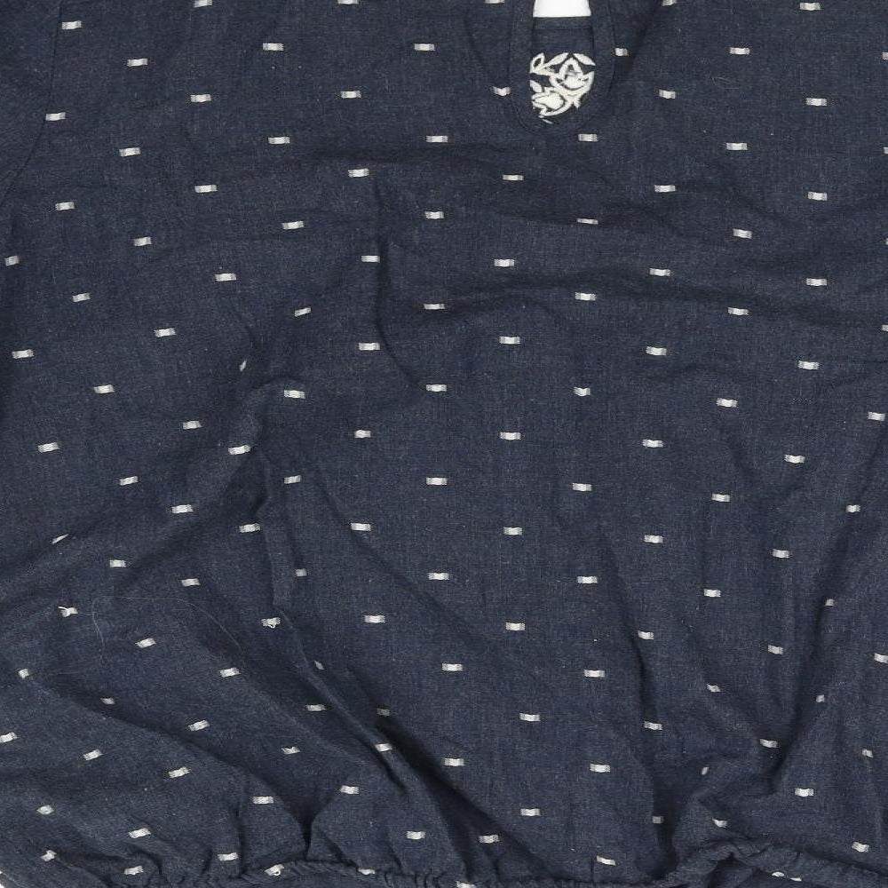 geroege Womens Blue Polka Dot  Basic Blouse Size 16