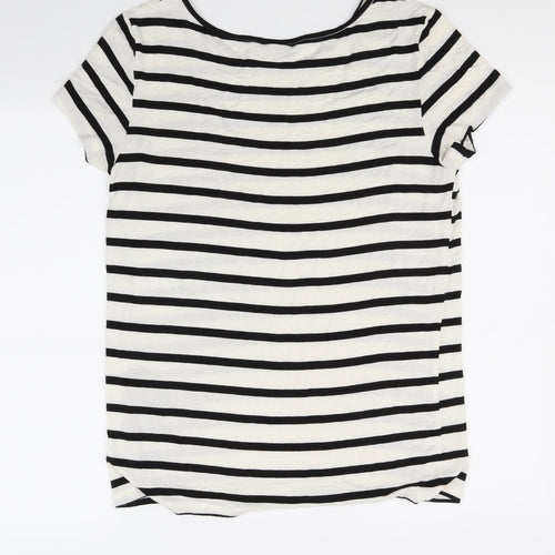Only You Womens White Striped  Basic T-Shirt Size M