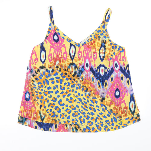 George Womens Yellow Geometric  Basic Blouse Size L