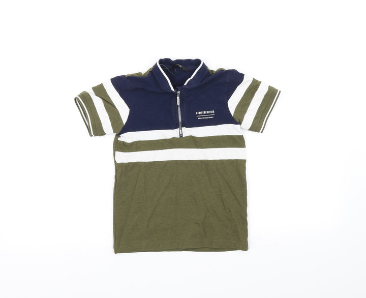 George Boys Blue Striped Basic Polo Size 6-7 Years