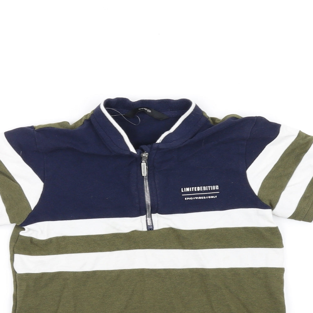 George Boys Blue Striped  Basic Polo Size 6-7 Years