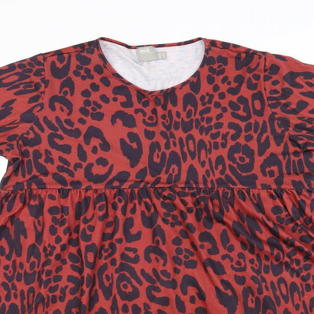 ASOS Womens Red Geometric  A-Line  Size 10