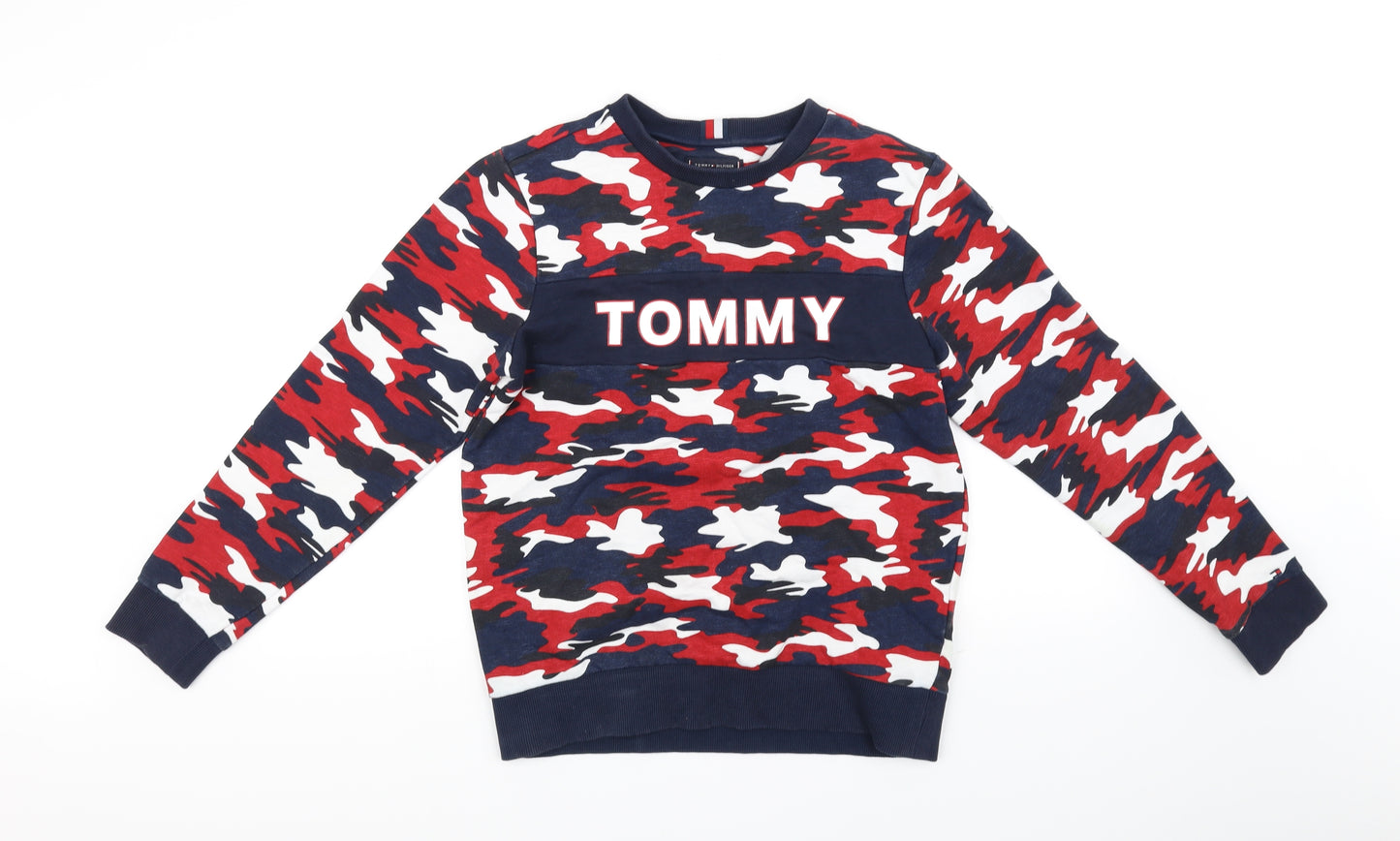Tommy Hilfiger Boys Purple Geometric  Pullover Jumper Size 14-15 Years