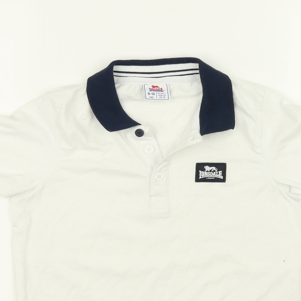 Lonsdale Boys White   Basic Polo Size 9-10 Years