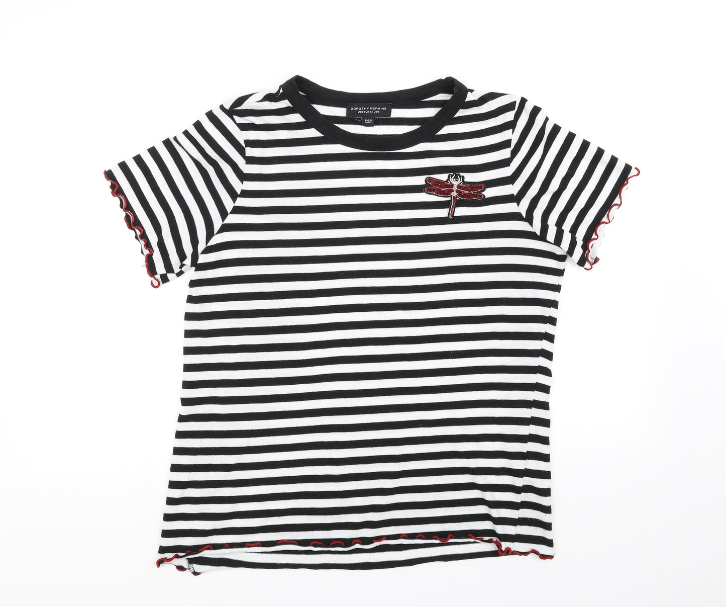 Dorothy Perkins Womens White Striped  Basic T-Shirt Size 16  - BUTTERFLY