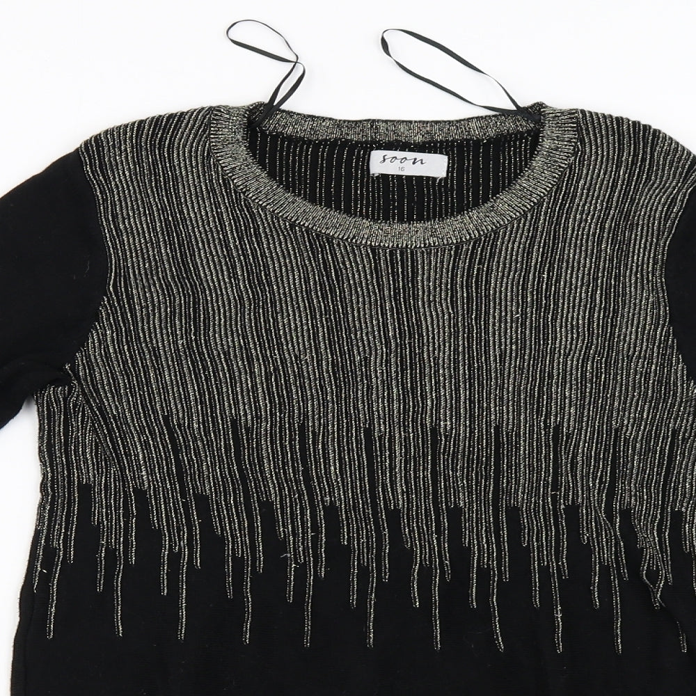 Soon  Womens Black   Pullover Jumper Size 16