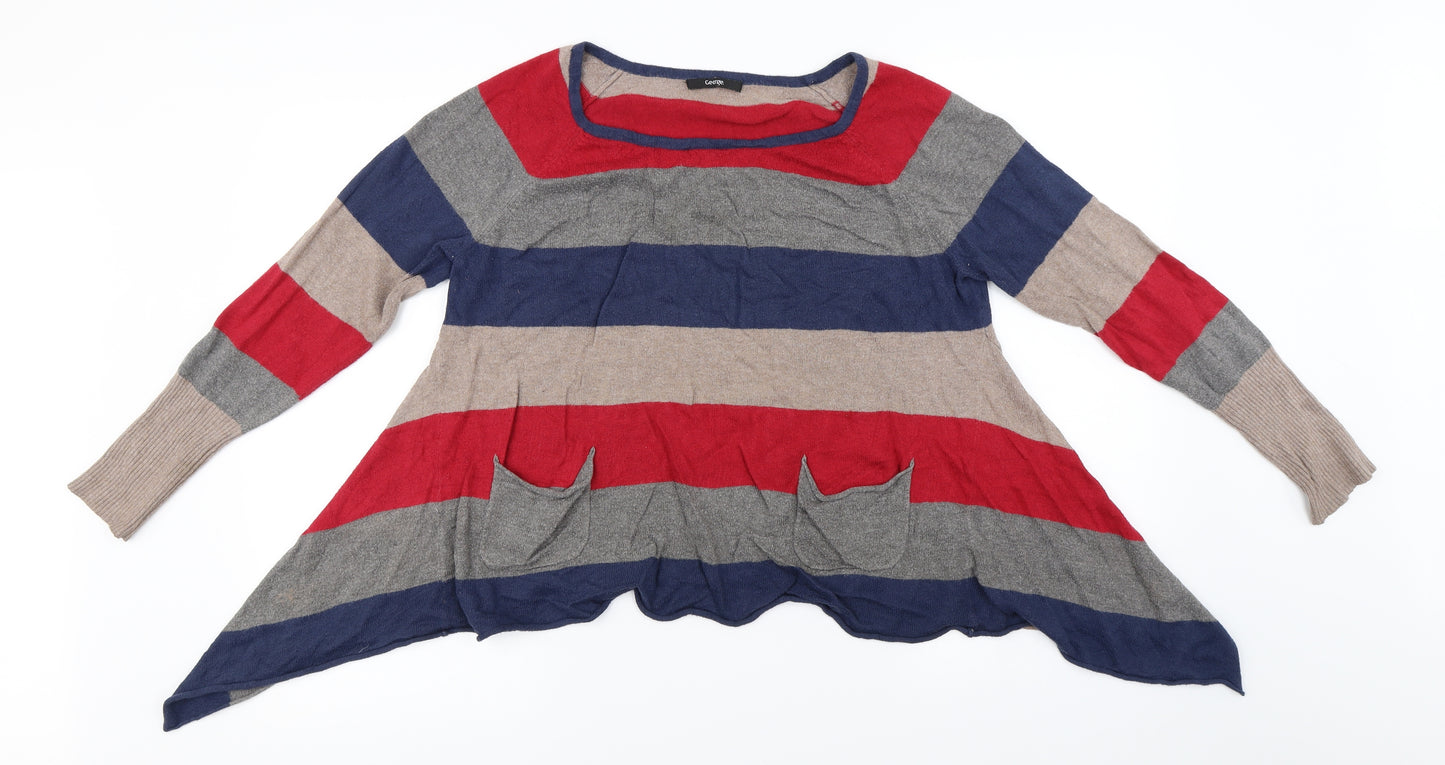 George  Womens Grey Striped  Pullover Jumper Size 16