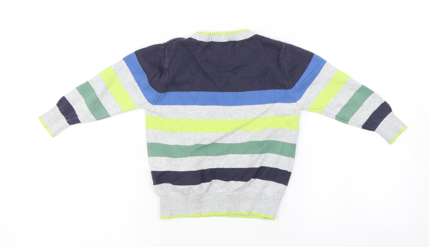 George  Boys Grey Striped  Pullover Jumper Size 3-4 Years
