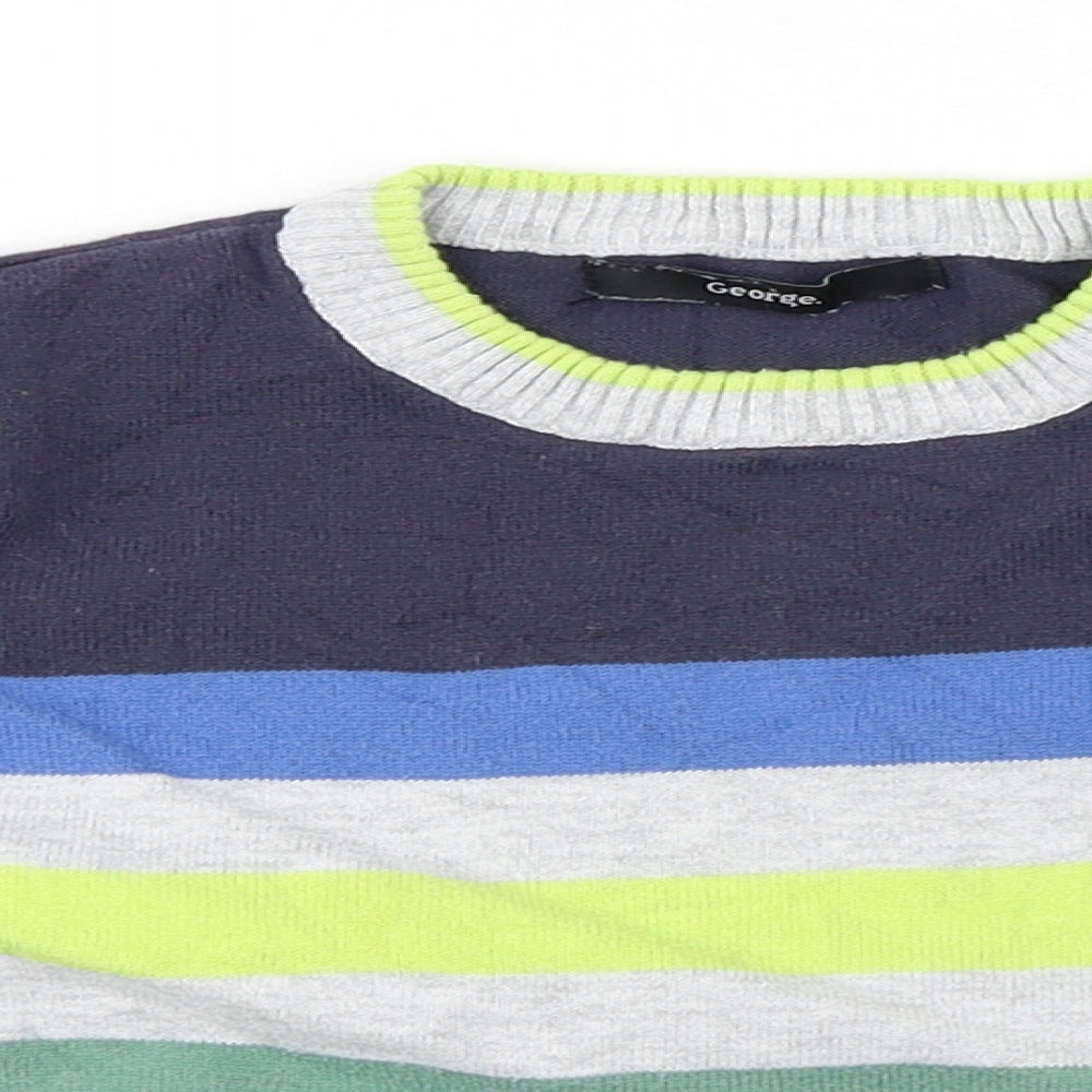 George  Boys Grey Striped  Pullover Jumper Size 3-4 Years