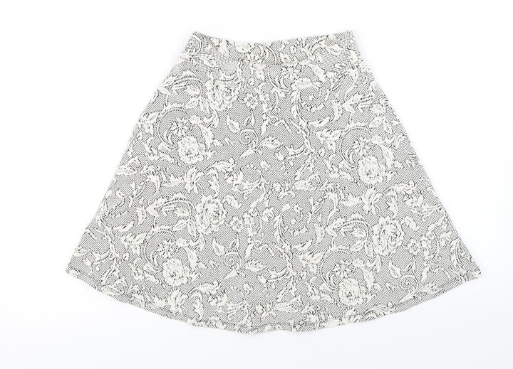 Miss Selfridge Womens Ivory Floral A-Line Skirt Size 8