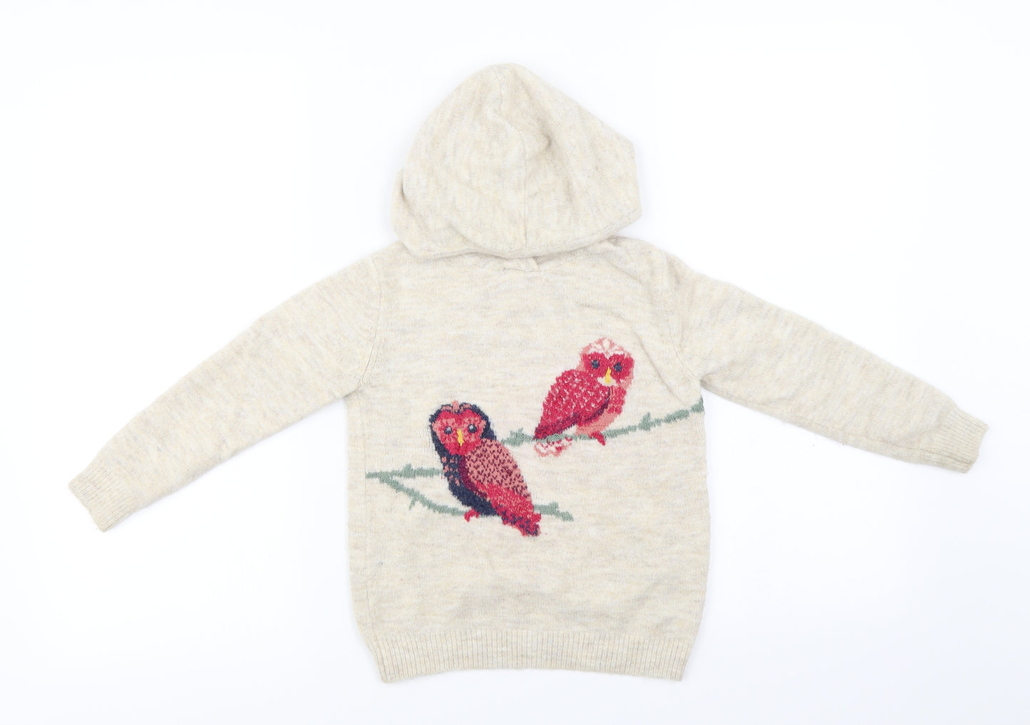 Fat Face  Girls Beige   Pullover Hoodie Size 6 Years  - Owl Print