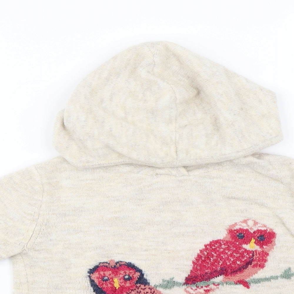 Fat Face  Girls Beige   Pullover Hoodie Size 6 Years  - Owl Print