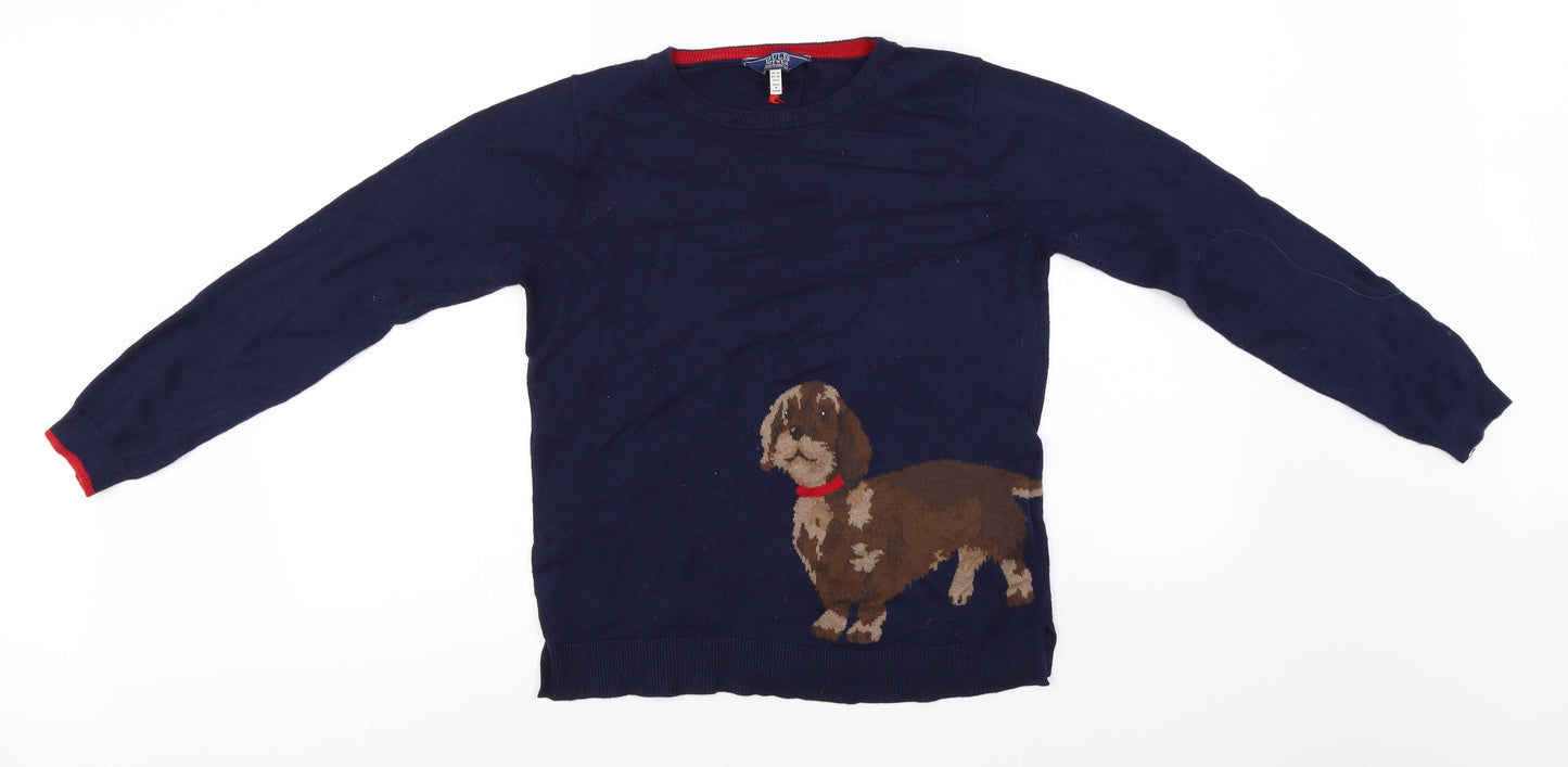 joules knitwear  Womens Blue   Pullover Jumper Size 10  - Dog Print