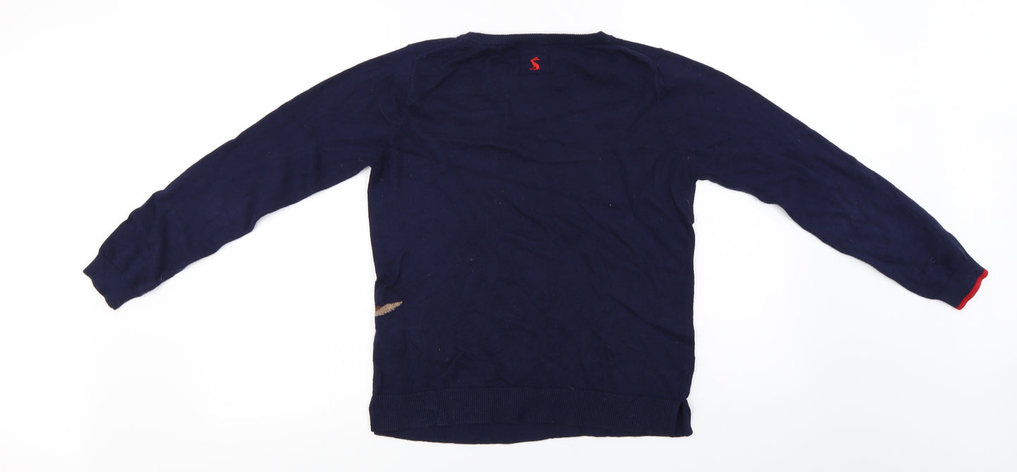 joules knitwear  Womens Blue   Pullover Jumper Size 10  - Dog Print