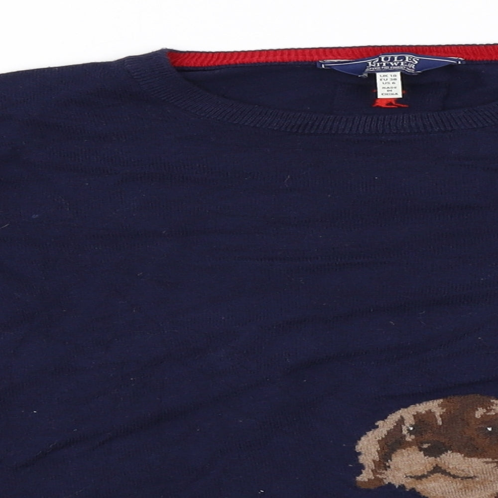 joules knitwear  Womens Blue   Pullover Jumper Size 10  - Dog Print