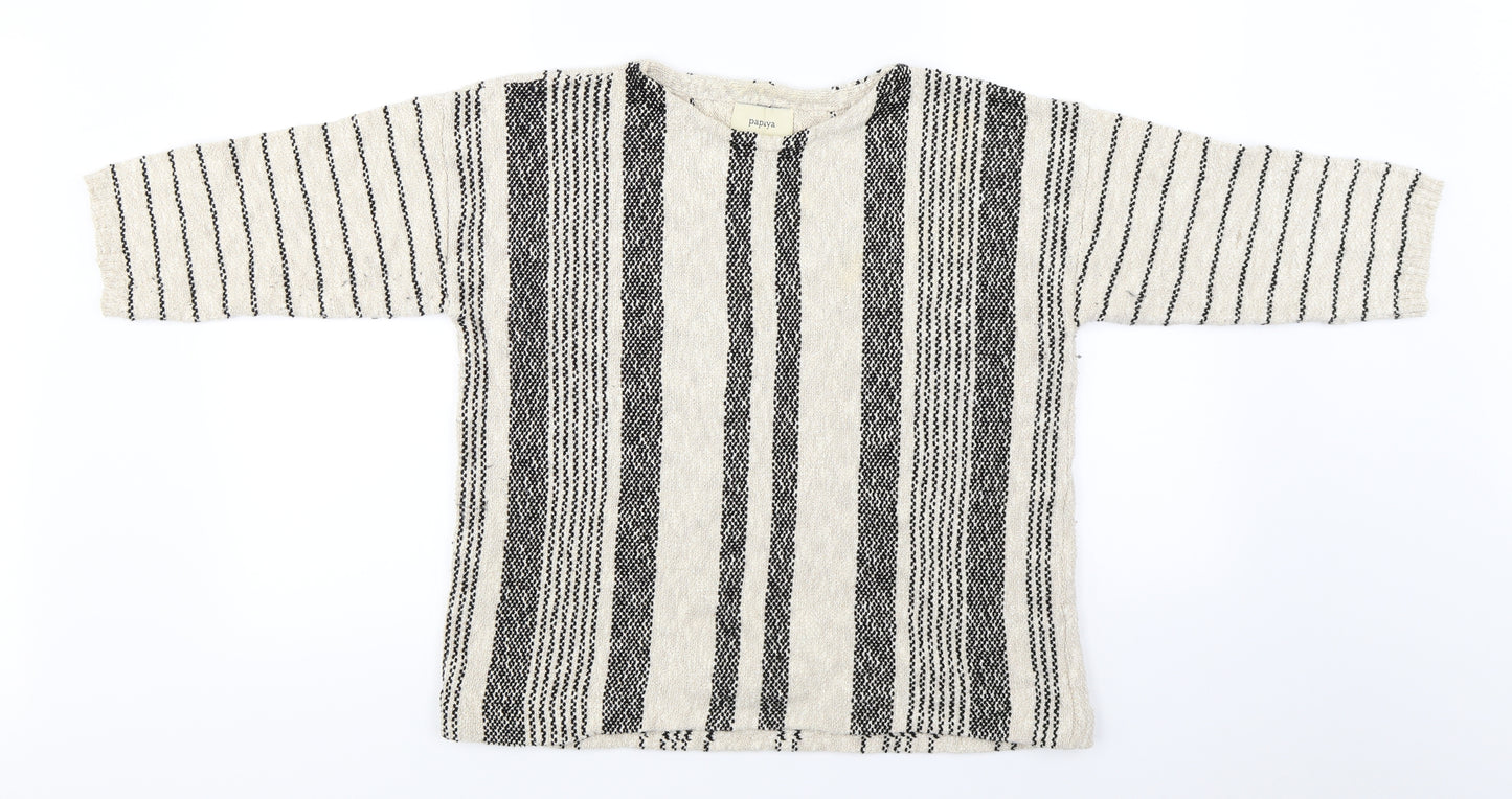 Papaya  Womens Beige Striped  Pullover Jumper Size M