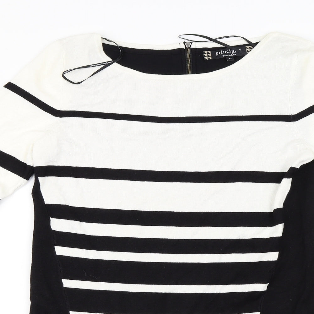 Principles  Womens Black Striped  Pullover Jumper Size 12