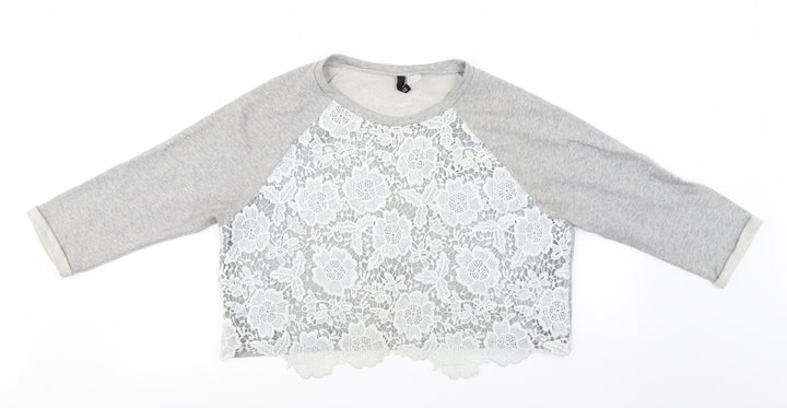 H&M Womens Grey Floral Pullover Jumper Size L