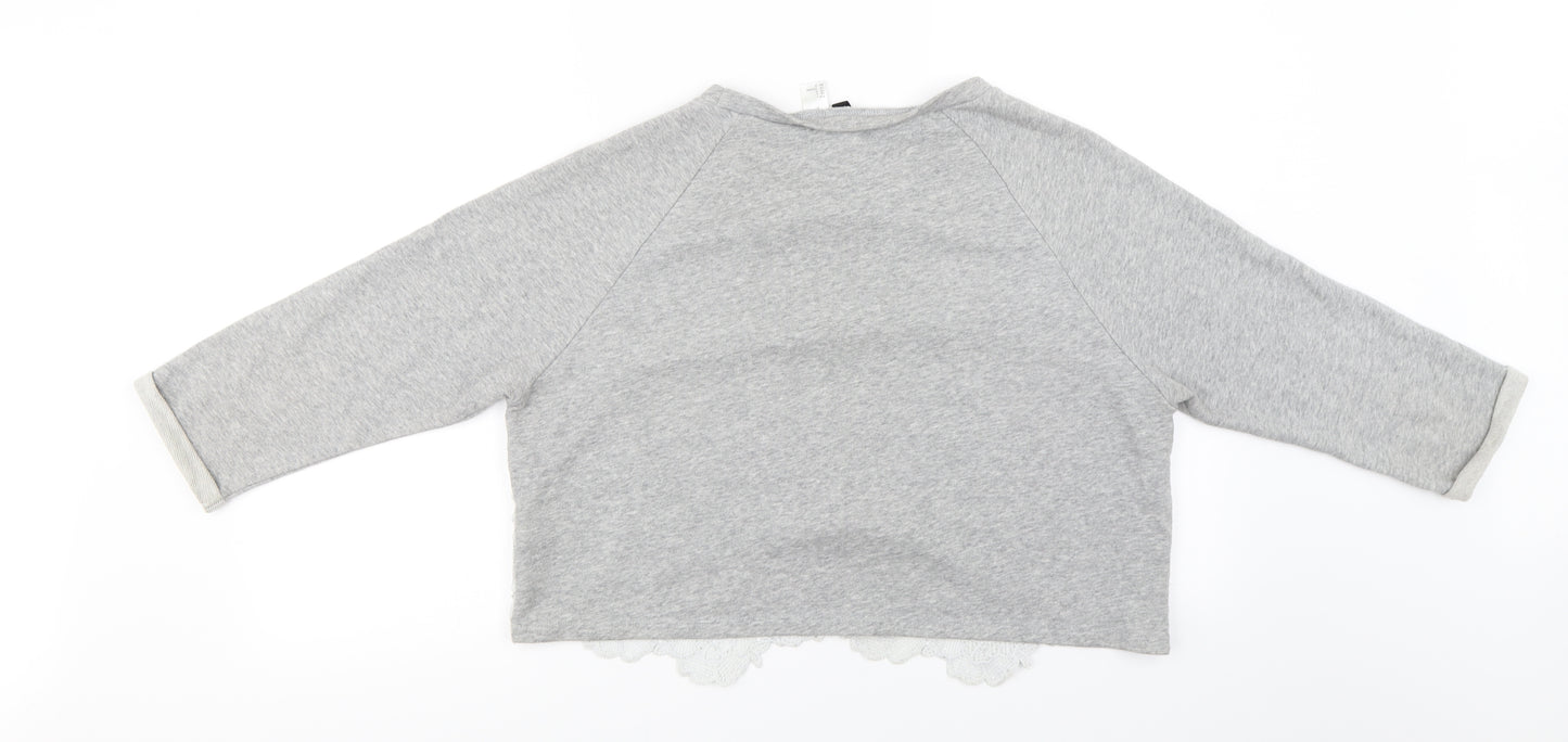 H&M Womens Grey Floral  Pullover Jumper Size L