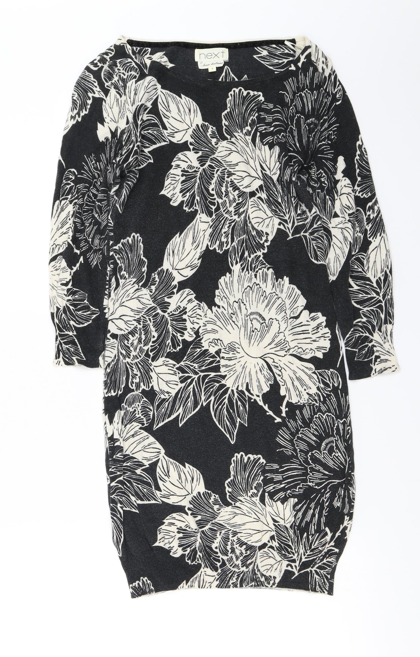 NEXT Womens Black Floral  Jumper Dress  Size 8