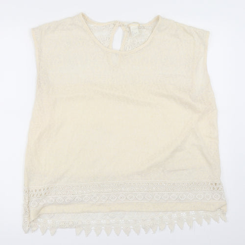 H&M Womens Ivory   Basic T-Shirt Size L