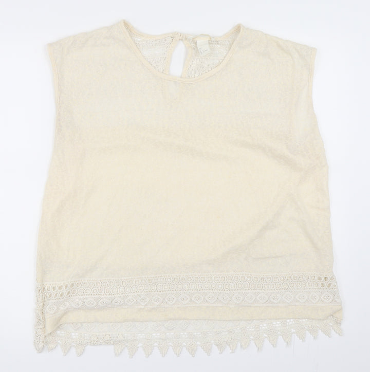 H&M Womens Ivory   Basic T-Shirt Size L