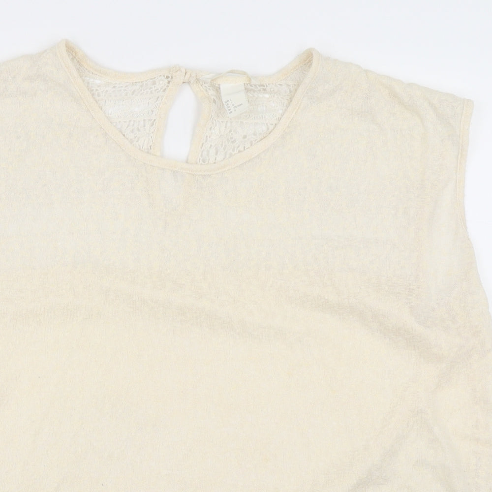 H&M Womens Ivory   Basic T-Shirt Size L