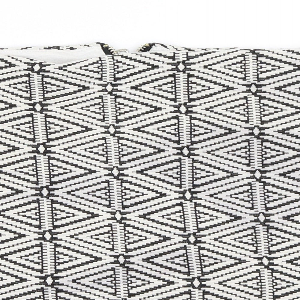 Topshop Womens Ivory Geometric  Mini Skirt Size 12