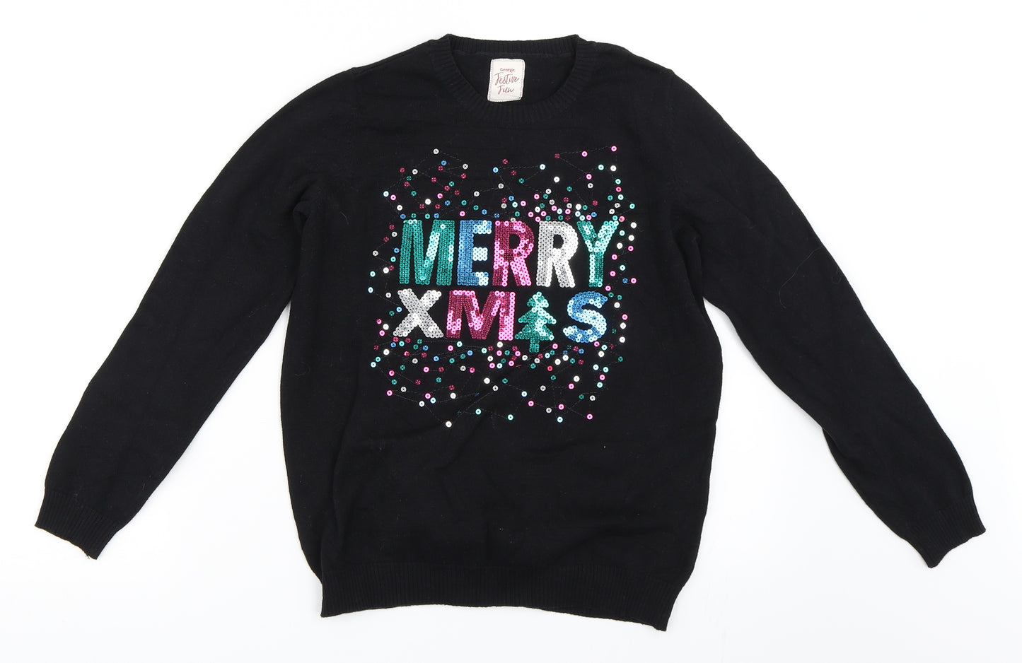 George Girls Black   Pullover Jumper Size 11-12 Years  - Christmas jumper
