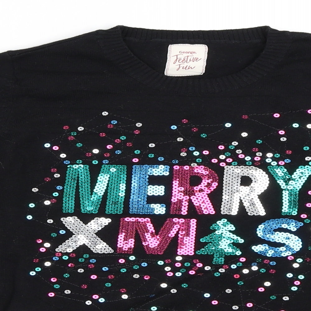 George Girls Black   Pullover Jumper Size 11-12 Years  - Christmas jumper