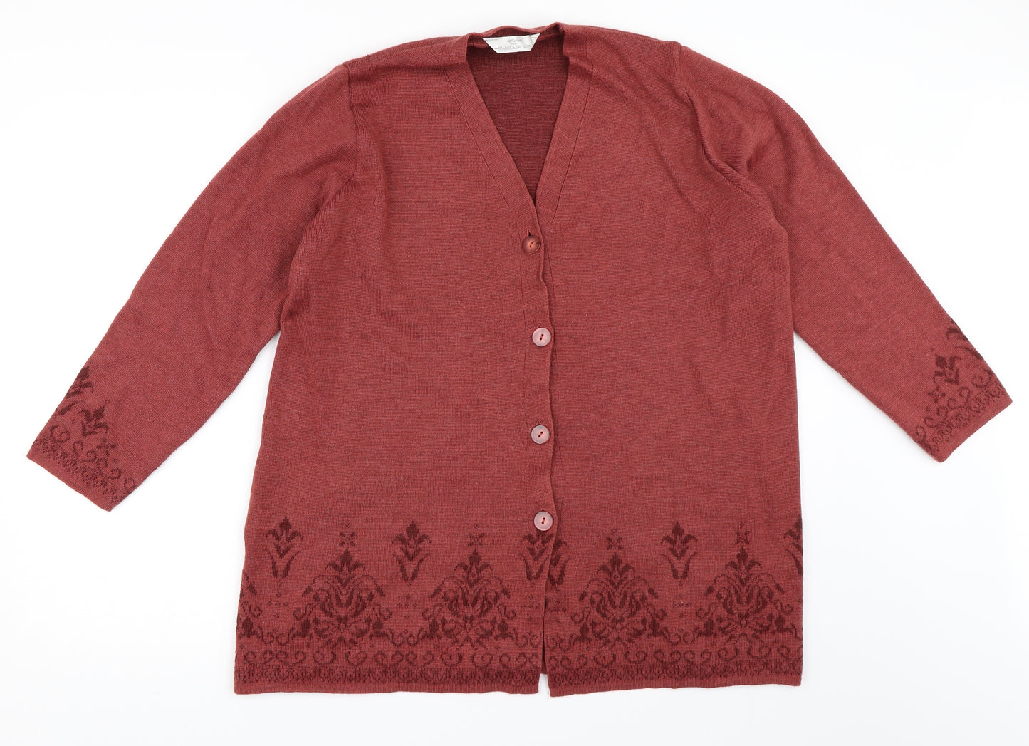 Marks and Spencer Womens Red   Cardigan Jumper Size 16