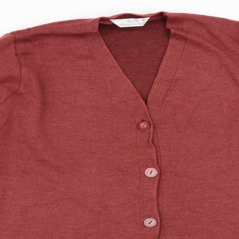 Marks and Spencer Womens Red   Cardigan Jumper Size 16