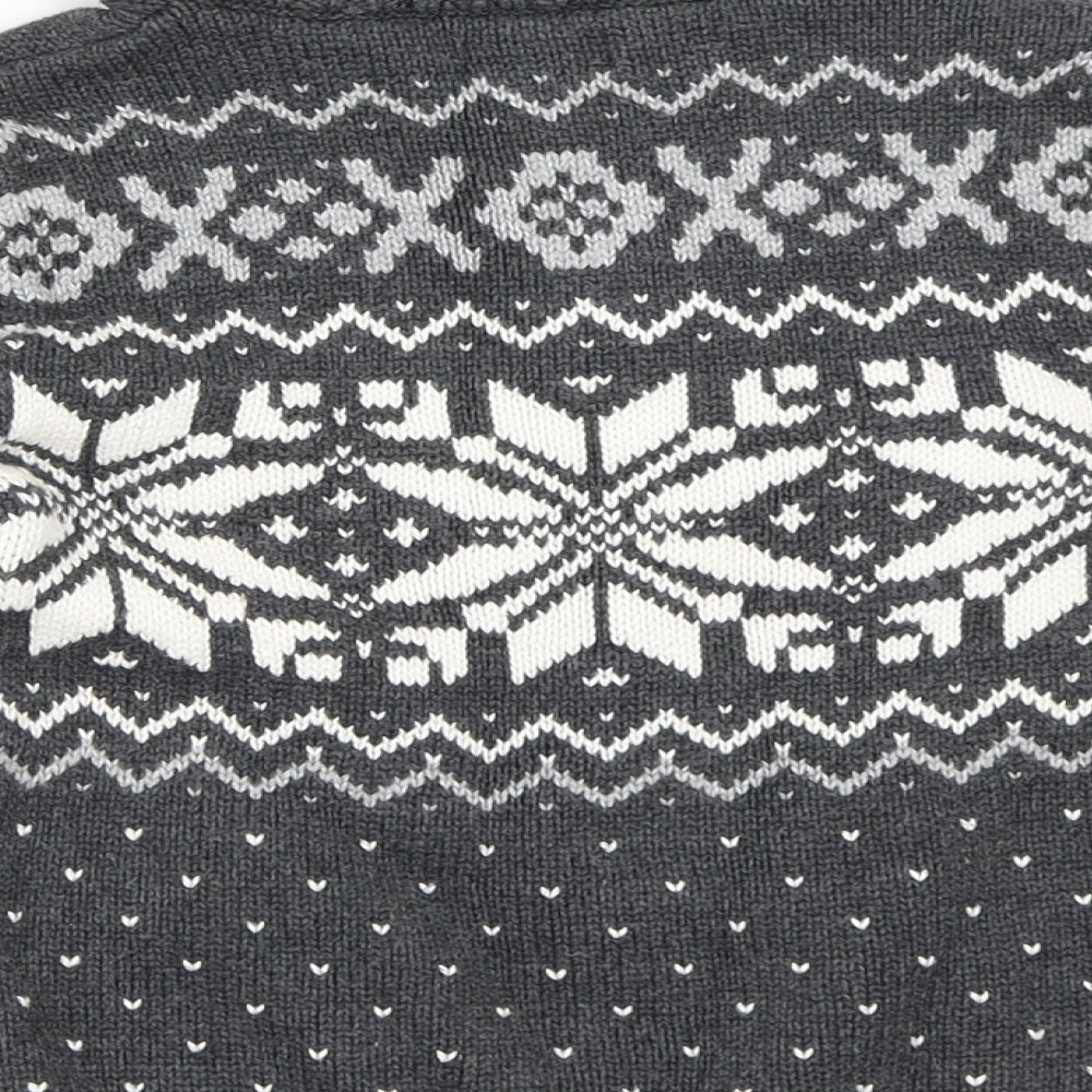 Skyr Boys Grey Fair Isle  Henley Sweatshirt Size 3-4 Years