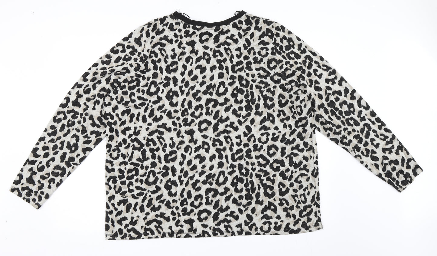 TU Womens Grey Animal Print  Pullover Jumper Size 20  - leopard print