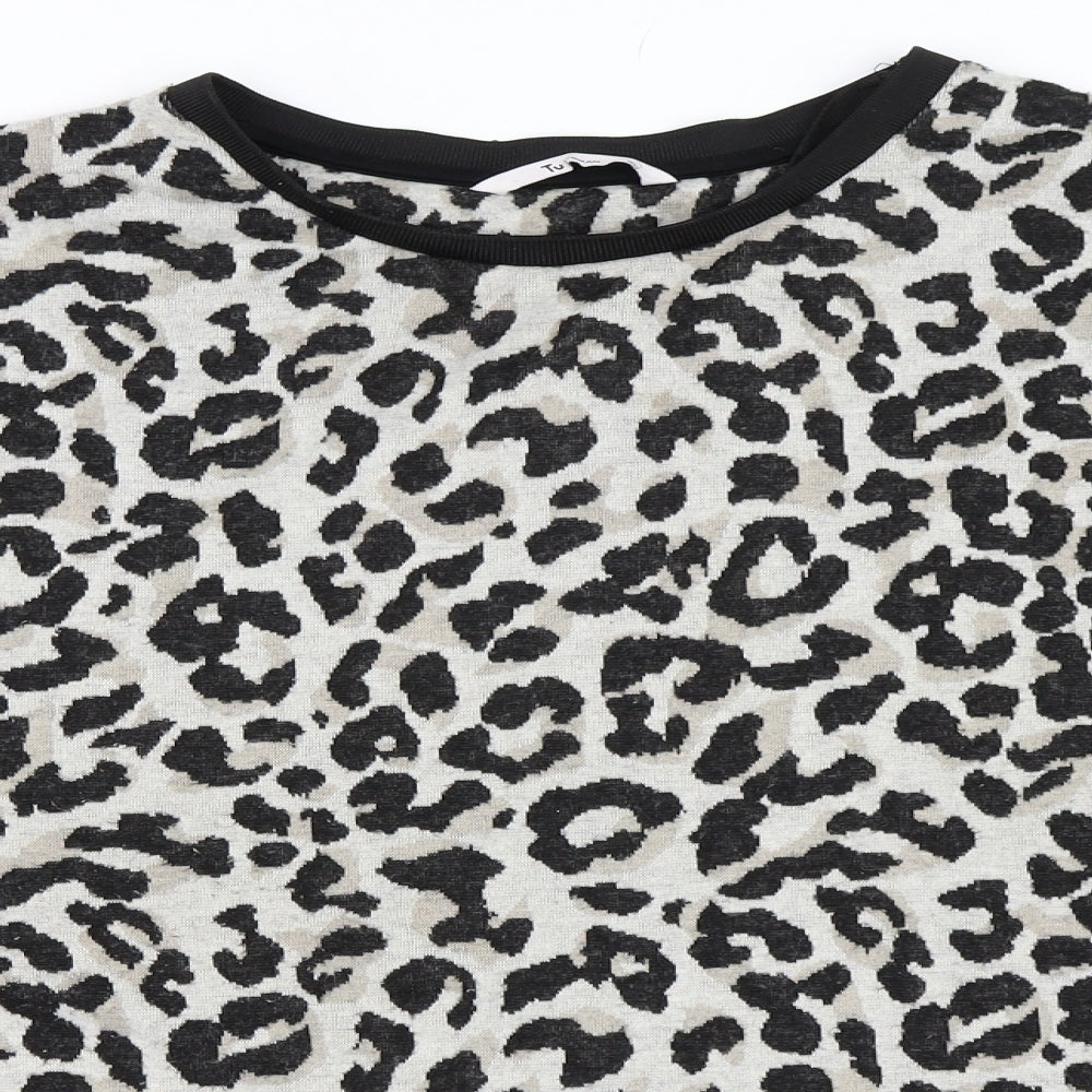 TU Womens Grey Animal Print  Pullover Jumper Size 20  - leopard print