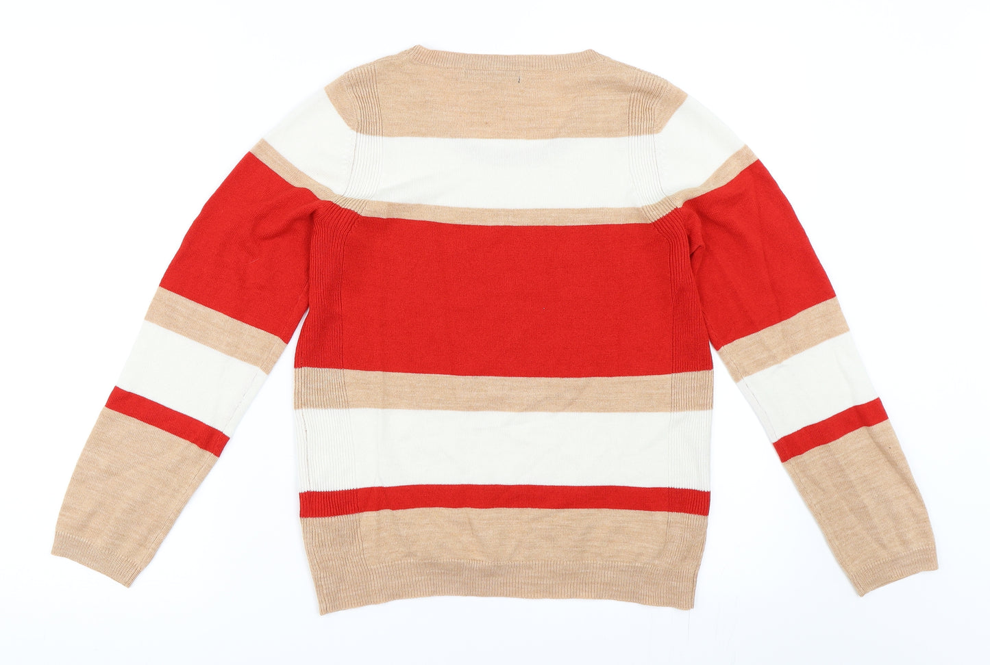 Marks and Spencer Womens Red Striped  Pullover Jumper Size 8