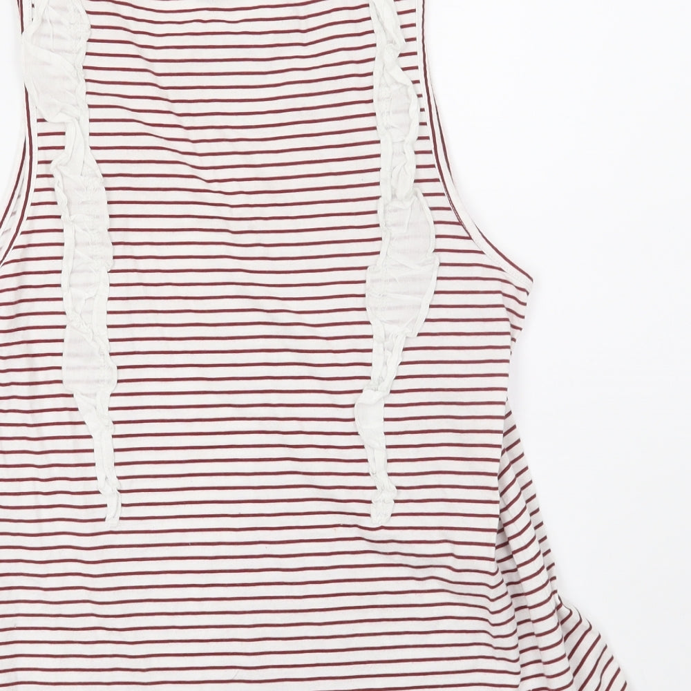 River Island Womens White Striped Jersey Basic Tank Size 12