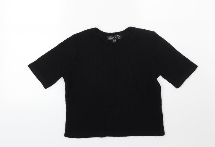 Girls On Film Womens Black Knit Pullover Jumper Size 10
