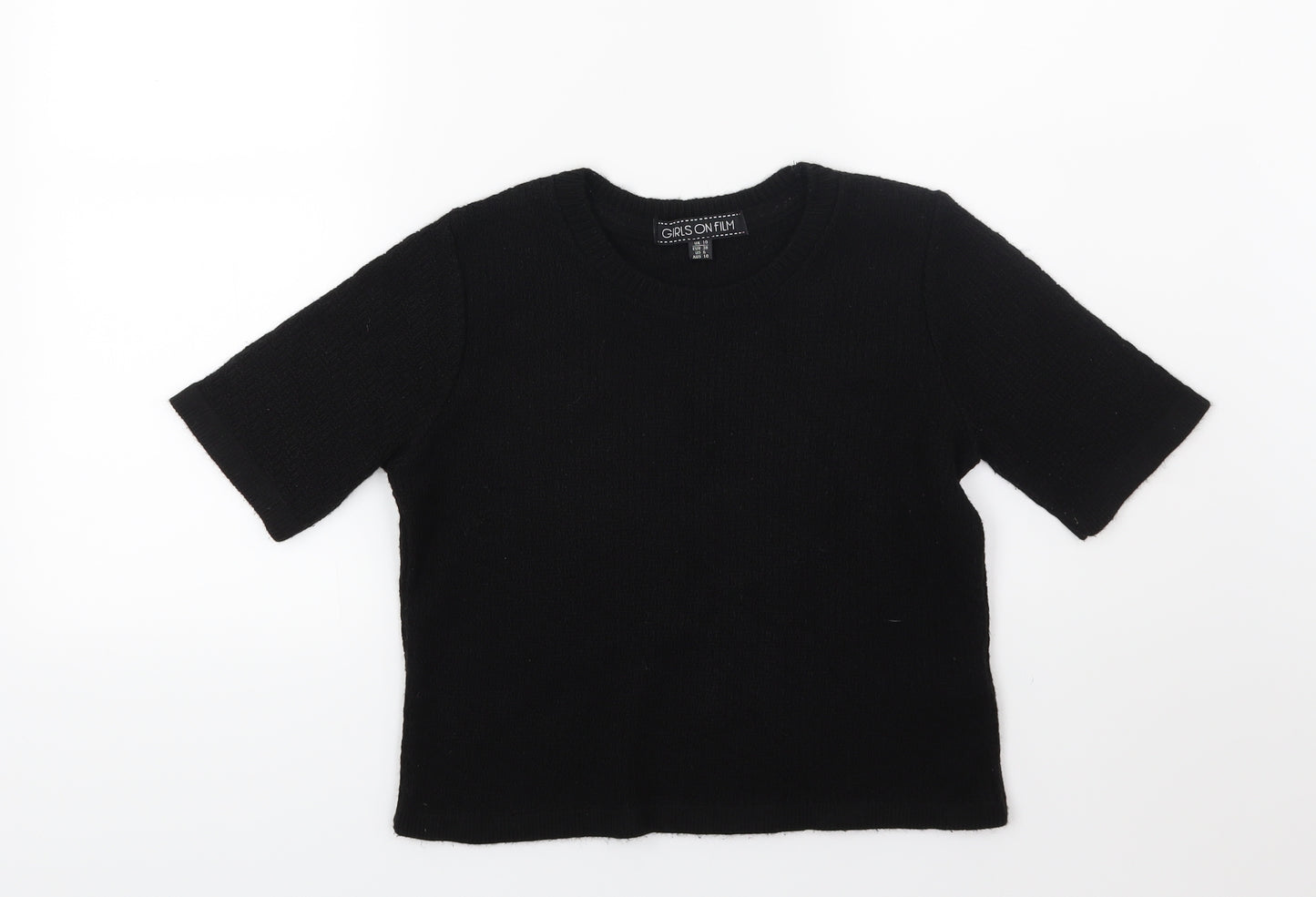 Girls On Film Womens Black  Knit Pullover Jumper Size 10