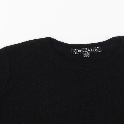 Girls On Film Womens Black  Knit Pullover Jumper Size 10