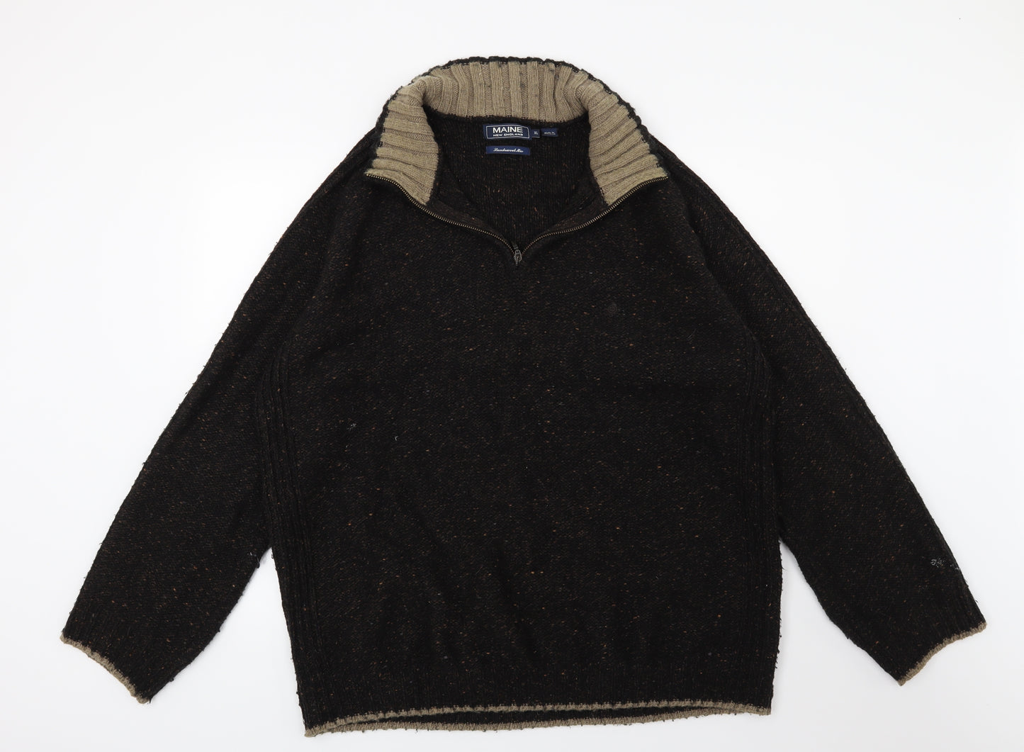 Maine Mens Brown  Knit Pullover Jumper Size XL