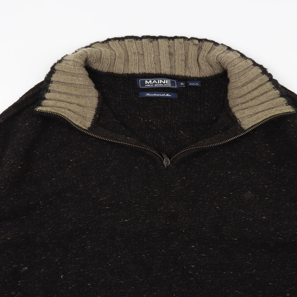 Maine Mens Brown  Knit Pullover Jumper Size XL