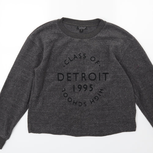 Topshop Womens Grey  Fleece Pullover Sweatshirt Size 8