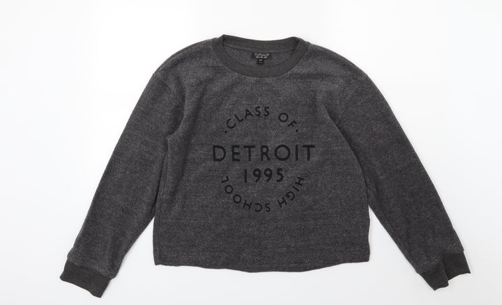 Topshop Womens Grey  Fleece Pullover Sweatshirt Size 8