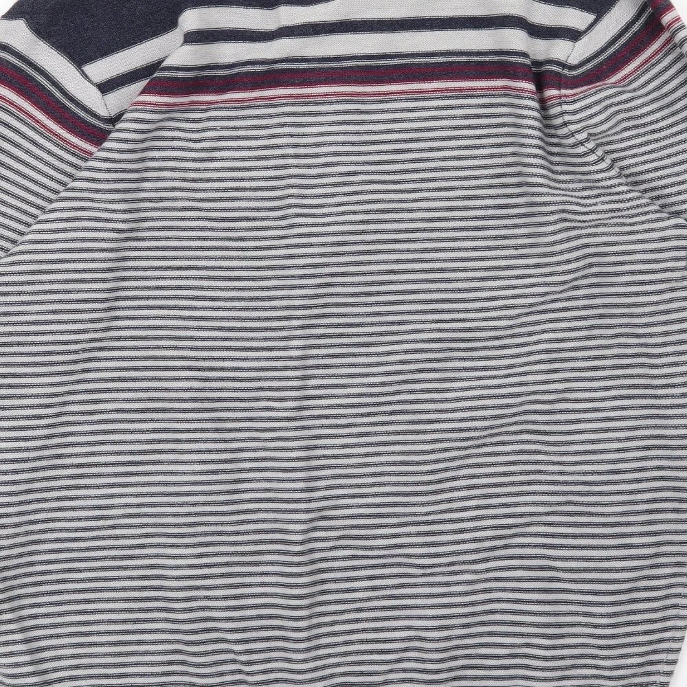 George Mens Grey Striped Knit Pullover Jumper Size M