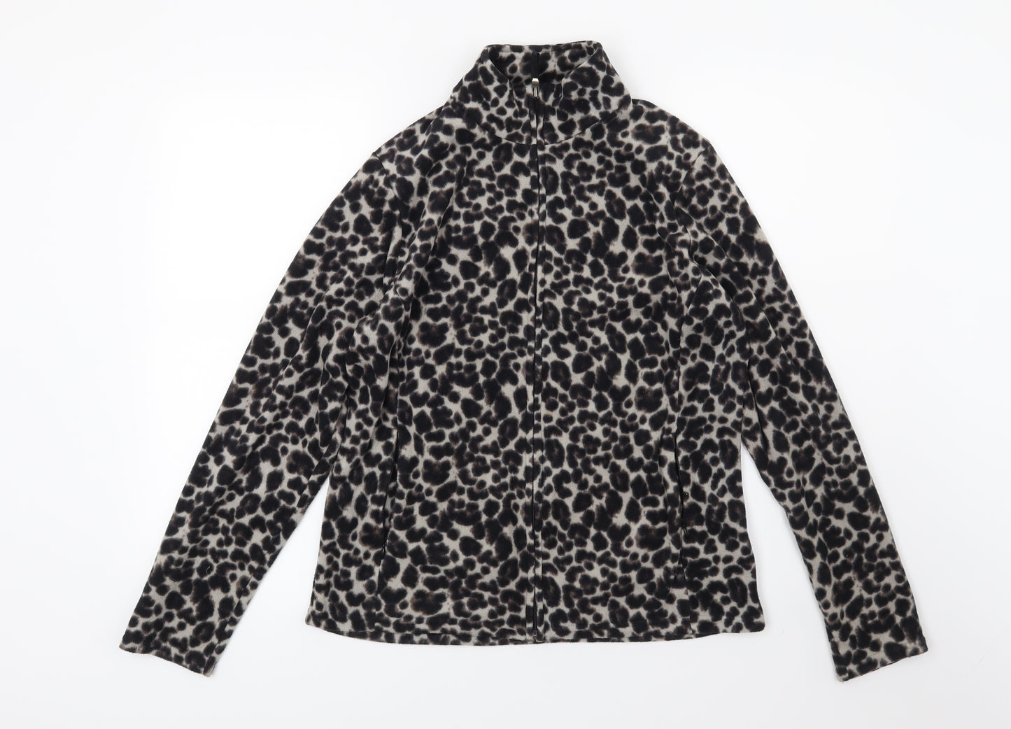 Marks and Spencer Womens Brown Animal Print Fleece Jacket  Size 14