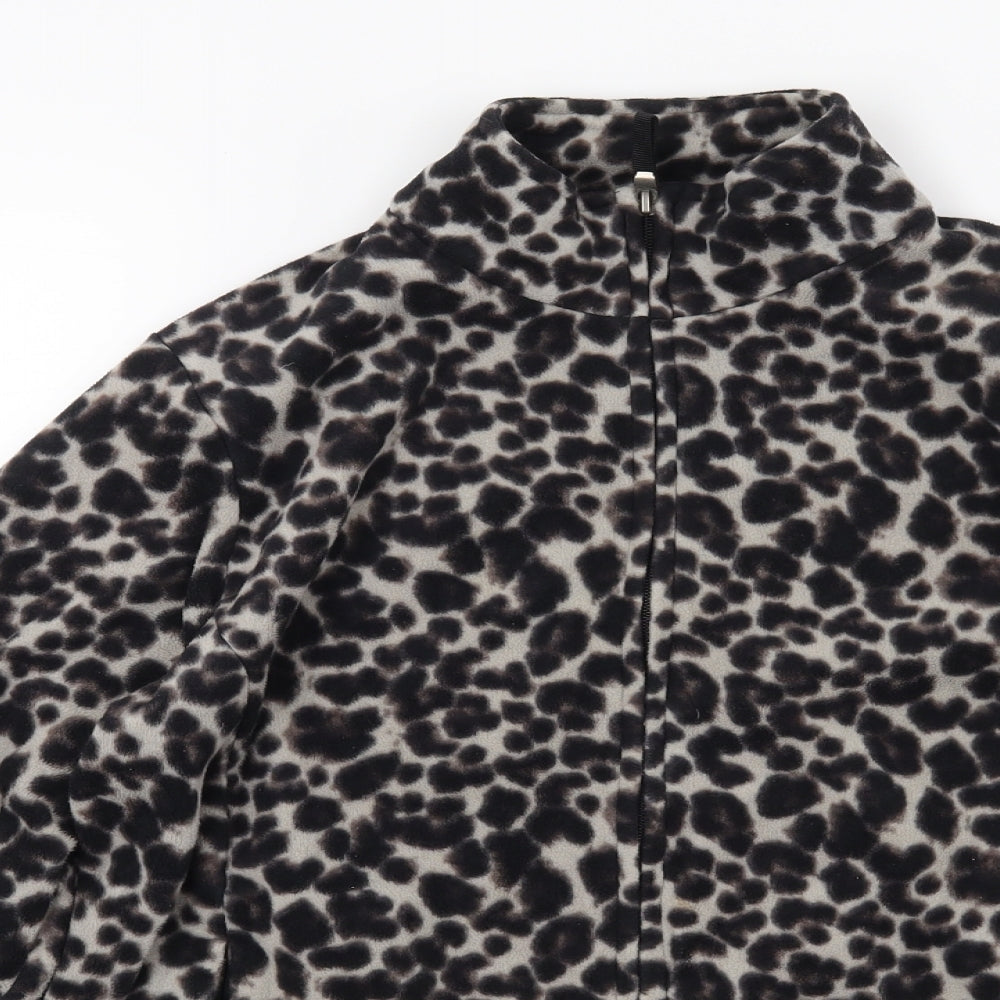 Marks and Spencer Womens Brown Animal Print Fleece Jacket  Size 14