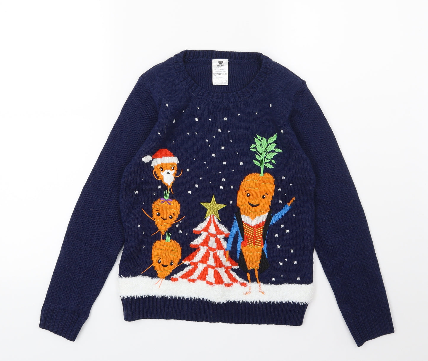Aldi Boys Blue  Knit Pullover Jumper Size 9-10 Years  - Kevin the Carrot